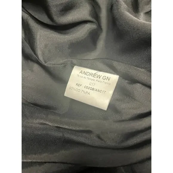 ANDREW GN Black Knit Cotton Floral Tweed Embroidered Mid-Length Coat Jacket EU46